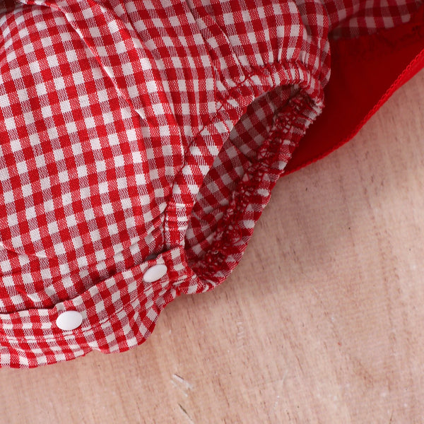 Izzy Cute Fruit Red Gingham Romper Dress for Baby Girls