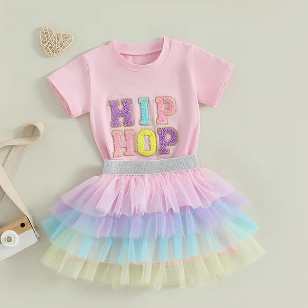 "Hip Hop" Pastel Rainbow Outfit for Toddlers & Little Girls