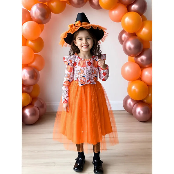 "Hello"ween Sparkly Twirl Dress for Girls
