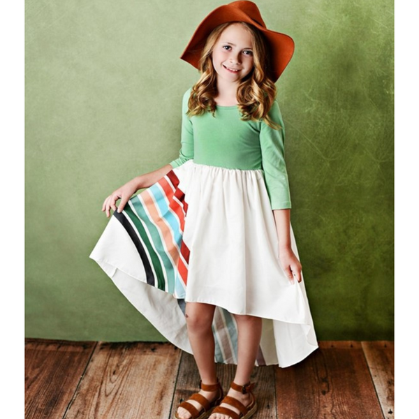 Sage Rainbow Long Sleeve Dress