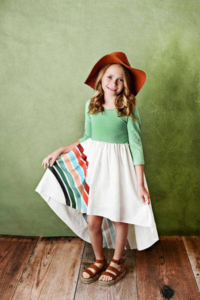 Sage Rainbow Long Sleeve Dress