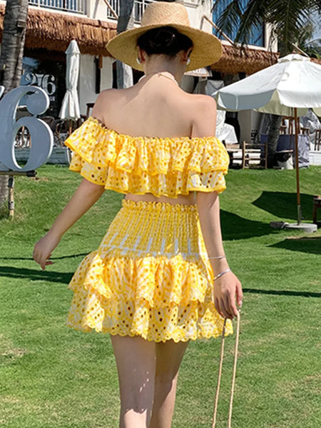 The Shirese Two-Piece Off-The-Shoulder Ruffle Top & Skirt for Women