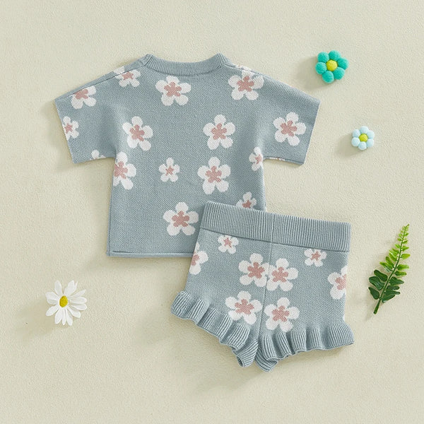 Magnolia Sweater Floral Lounge Outfit for Toddler & Baby Girls