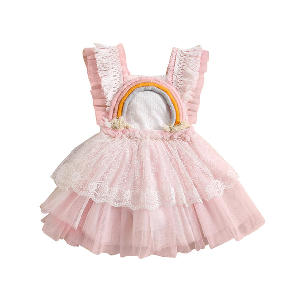 Rainbow Baby Pink Ruffled Romper Dress