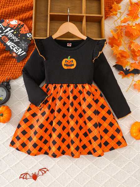Sassy Pumpkin Twirl Dress for Girls