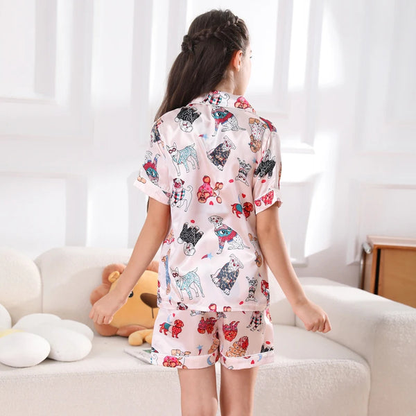 I Heart Dogs Satin Pj Set for Girls & Tweens