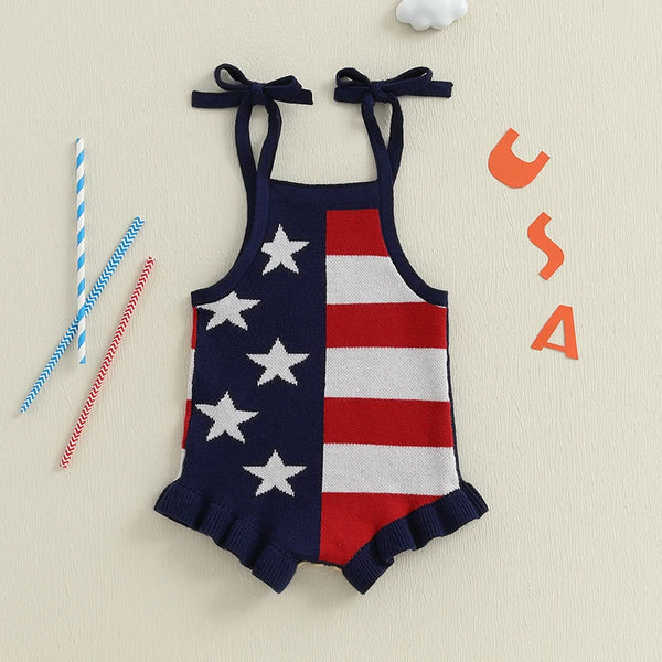 American Flag Sweater Romper for Baby Girl