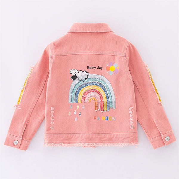 Pink Rainbow Sparkle Jean Jacket for Girls