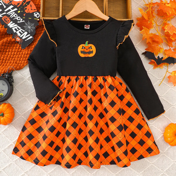 Sassy Pumpkin Twirl Dress for Girls