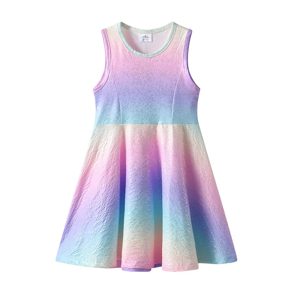 Sparkly Pastel Rainbow Twirl Dress for Girls