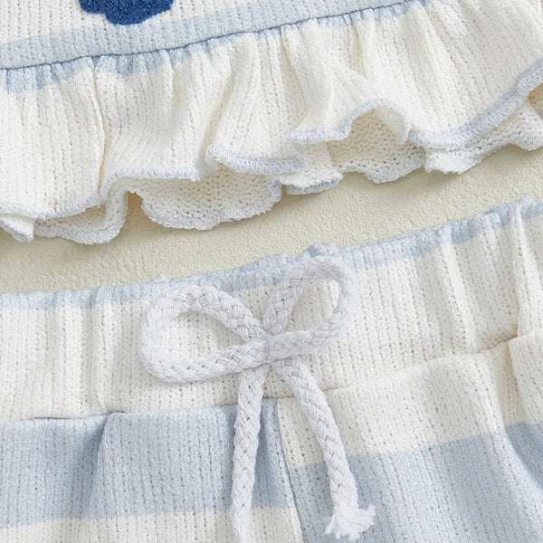 Hey USA Stripes & Stars Soft Knit Lounge Outfit for Baby & Toddler Girls