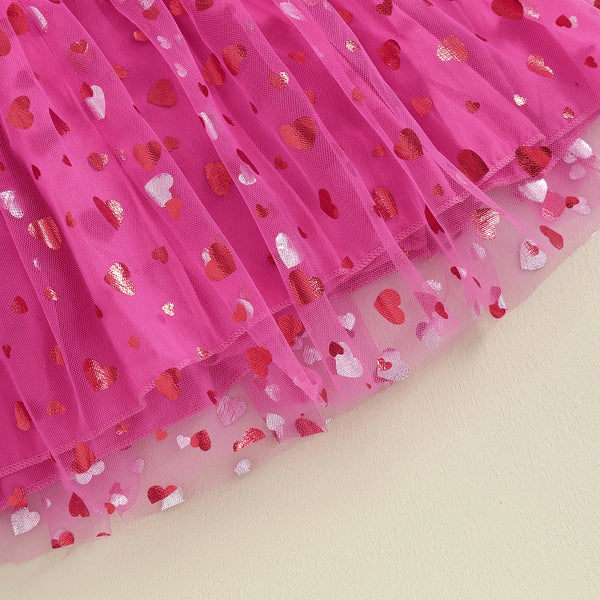 The Pretty in Pink Heart Flutter Sleeve Romper Dress