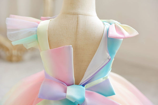 The Ginger Gradient Rainbow Special Occasion Dress for Little Girls
