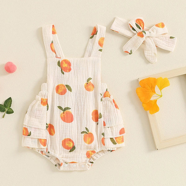 Just Peachy Ruffled Romper Outfit