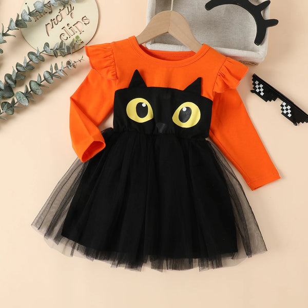 Cat Eyes Twirl Dress for Little Girls