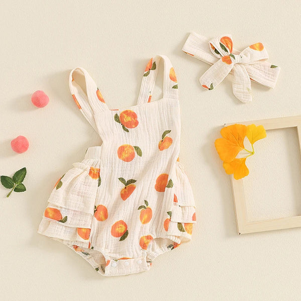 Just Peachy Ruffled Romper Outfit