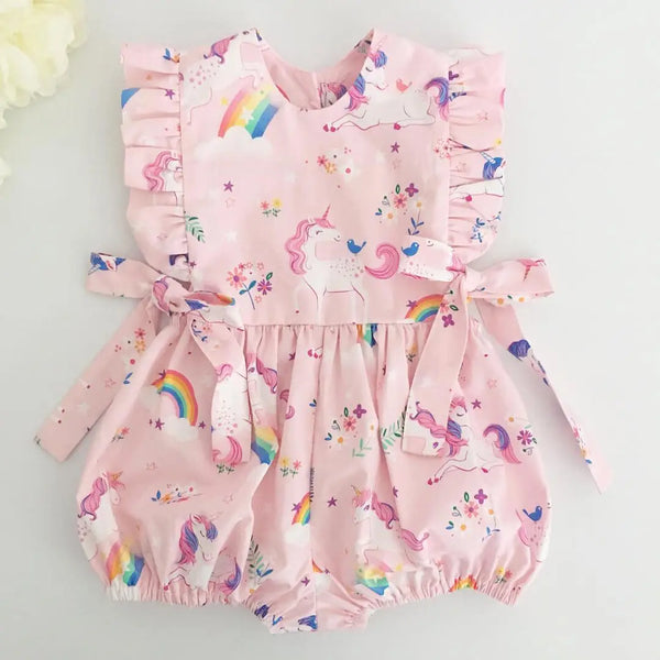 The Pink Unicorns Ruffle Romper