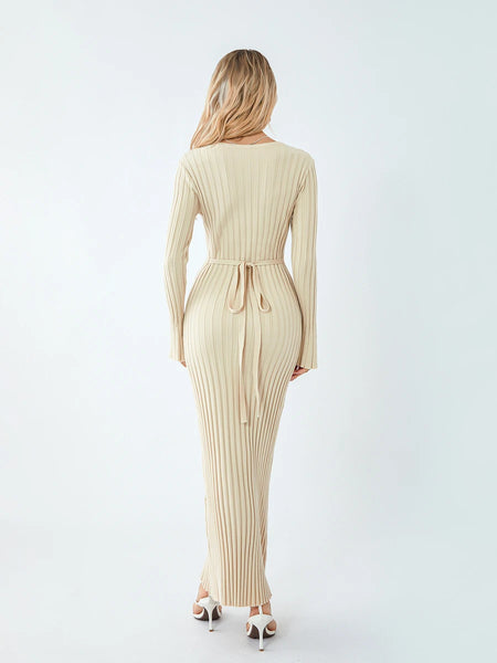 Bella Ribbed Knit Long Sleeve Dress