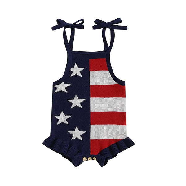 American Flag Sweater Romper for Baby Girl