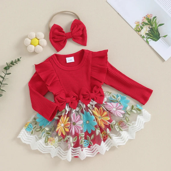 Floral Brocade Romper Dress & Headband
