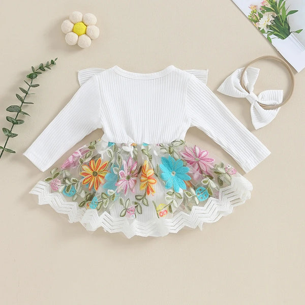 Floral Brocade Romper Dress & Headband