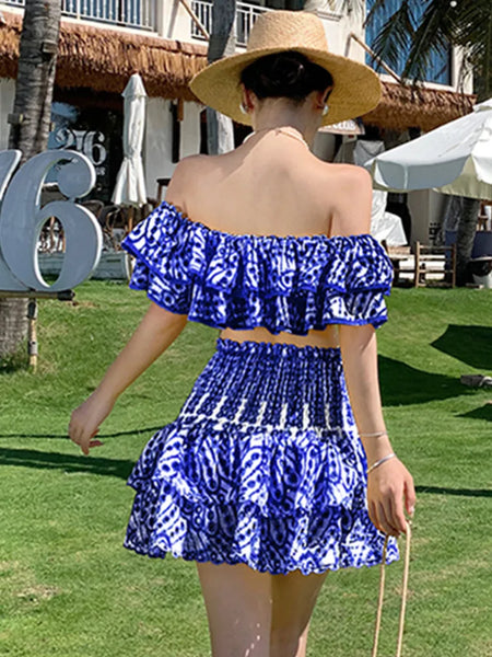 The Shirese Two-Piece Off-The-Shoulder Ruffle Top & Skirt for Women