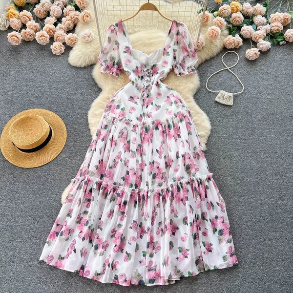 The Parker Pretty Floral Lace-Up Maxi Dress for Women
