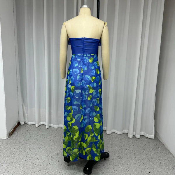Pretty Petals Ruffle Tiered Dress with Thigh Slit for Women