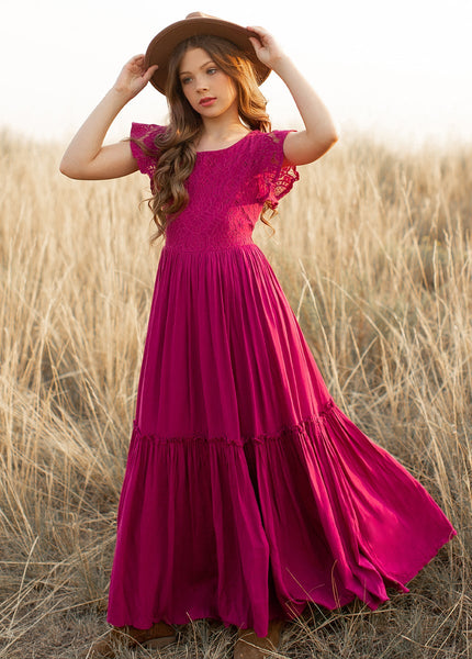 The Marisol Lace Flutter-Sleeve Boho Dress