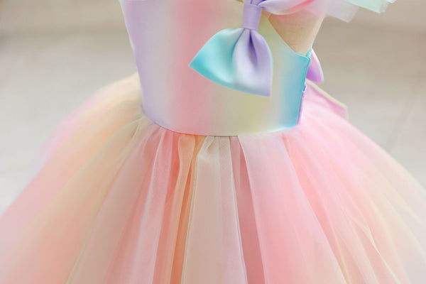The Ginger Gradient Rainbow Special Occasion Dress for Little Girls