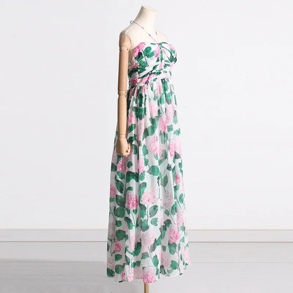 The Dahlia Halter Floral Sweetheart Midi/Maxi for Women