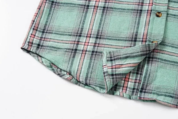 The Cher Plaid Lightweight Hooded Shacket for Women & Teens
