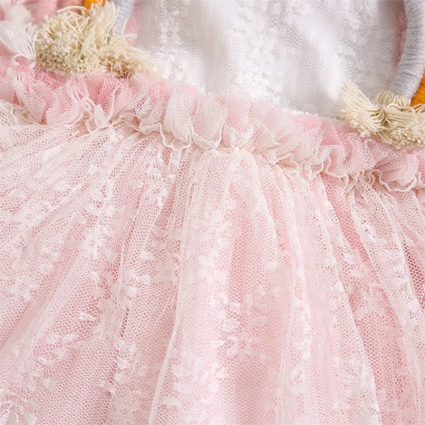 Rainbow Baby Pink Ruffled Romper Dress