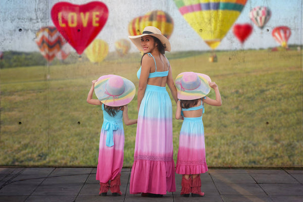 Kids Avalon Dress in Turquoise Violet Ombre
