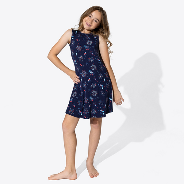 Fireworks Bamboo Girls' Sleeveless Lounge Dress