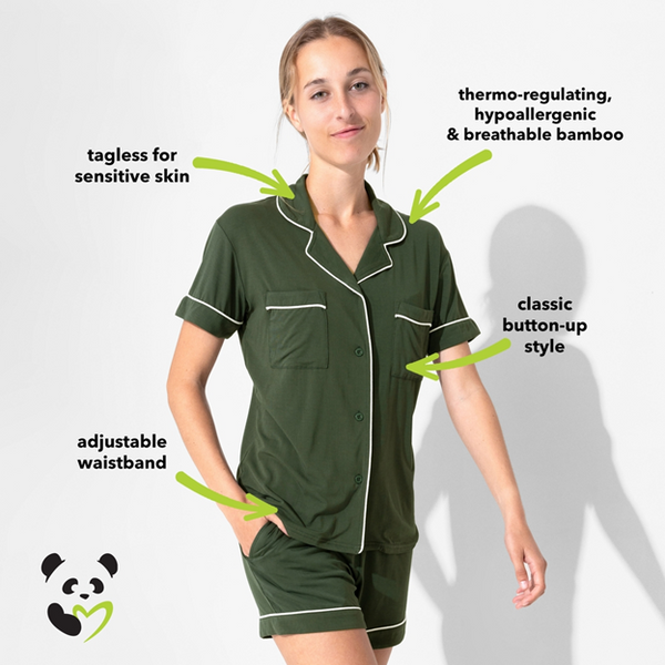 Safari Green Women's Bamboo Pajama Short Set