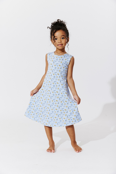 Blue Milk & Cookies Bamboo Girls' Sleeveless Lounge Dress