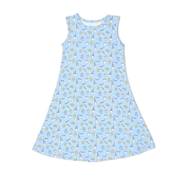 Blue Milk & Cookies Bamboo Girls' Sleeveless Lounge Dress
