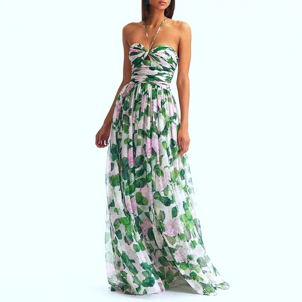 The Dahlia Halter Floral Sweetheart Midi/Maxi for Women