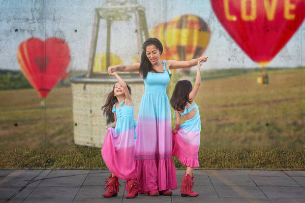 Kids Avalon Dress in Turquoise Violet Ombre