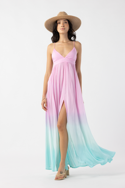 Day Dream Maxi Dress in Pink Aqua Ombre