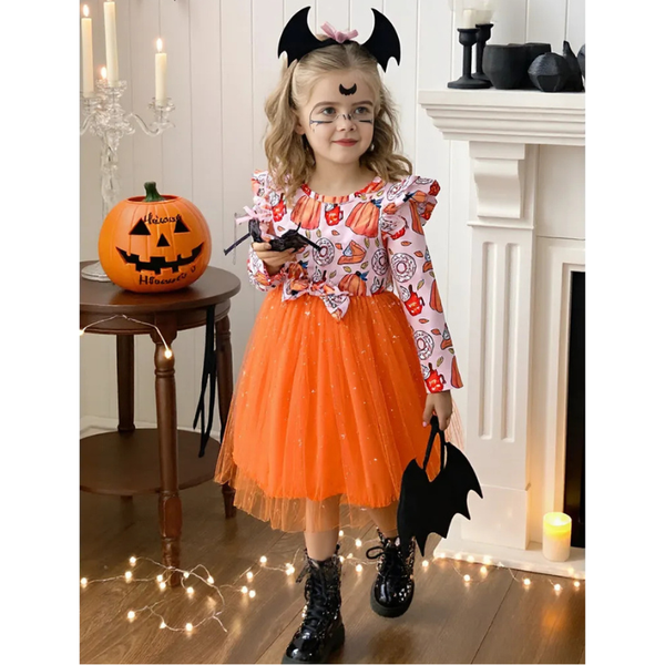 "Hello"ween Sparkly Twirl Dress for Girls