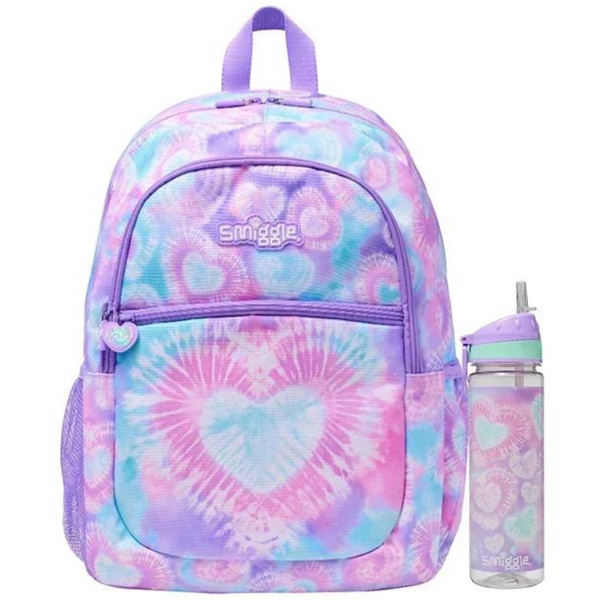 Smiggle® Tie Dye Radiance Heart Backpack + Waterbottle Set