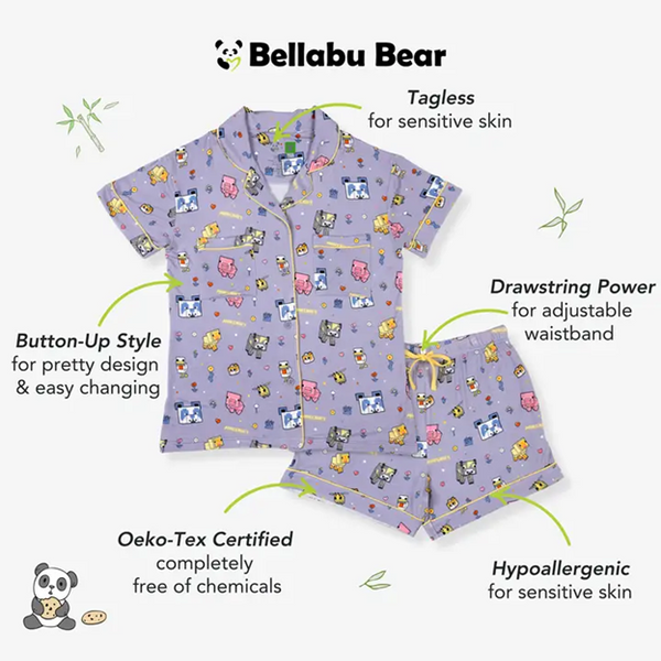 Minecraft Pixel Pals Women's Bamboo Pajama Short Set for Women & Teens