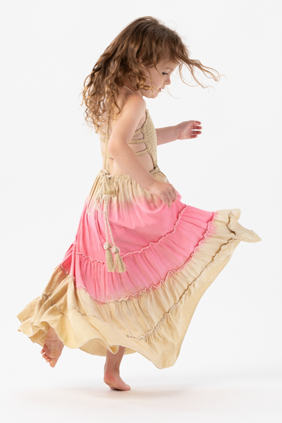 Kids Naia Dress in Sand Pink Ombre