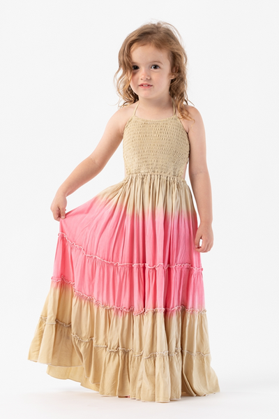 Kids Naia Dress in Sand Pink Ombre