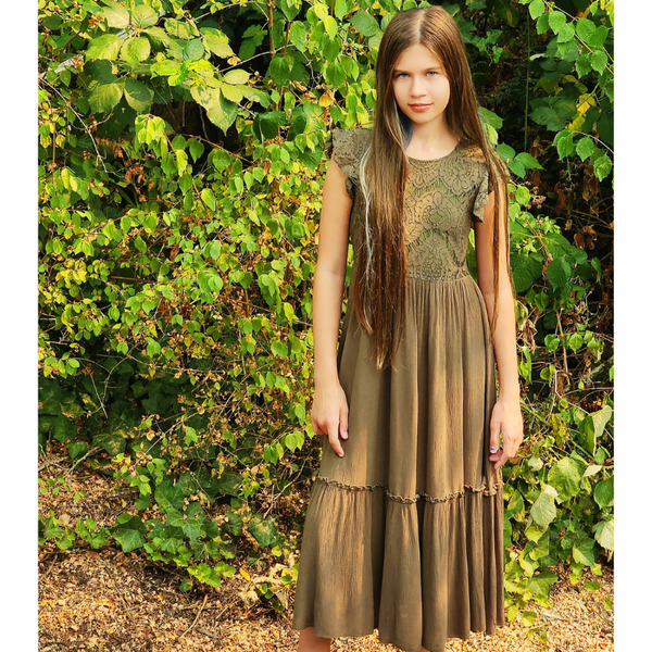 The Marisol Lace Flutter-Sleeve Boho Dress