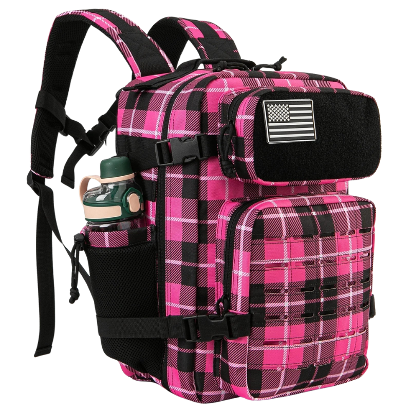 Plaid Princess Pink Large Capacity Backpack – Jadey display picture 1