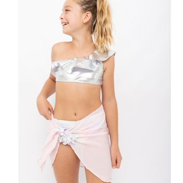 Pink Pareo Cover-up with Silver Petals