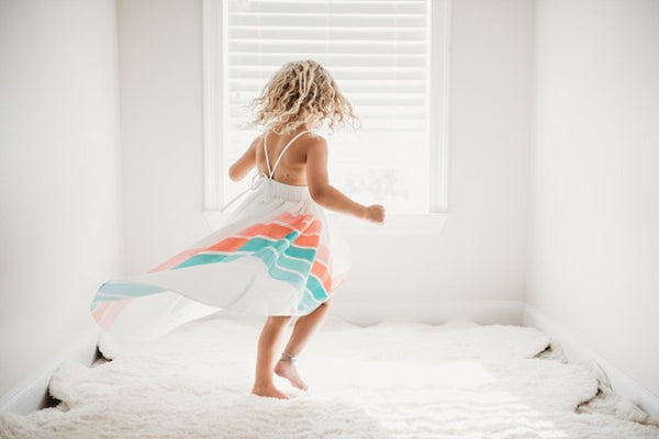 Girls Teal Rainbow Hi Lo Dress